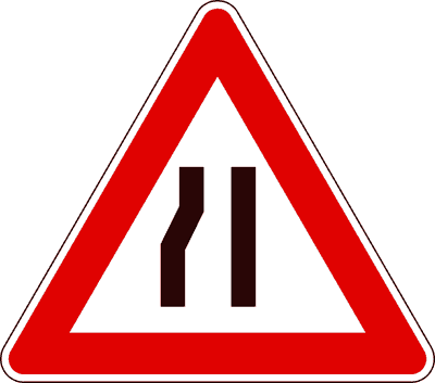 Segnale Strettoia asimmetrica a sinistra